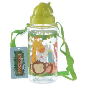 Zooniverse Kinder Wasserflasche mit Flip-Strohhalm & Tragekordel 450ml