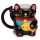 Schwarze Maneki Neko Glückskatze geformte Tasse  