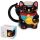 Schwarze Maneki Neko Glückskatze geformte Tasse  