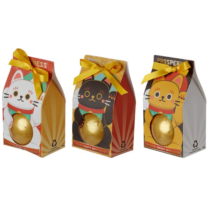 Maneki Neko Glückskatze Badebombe in Geschenkverpackung