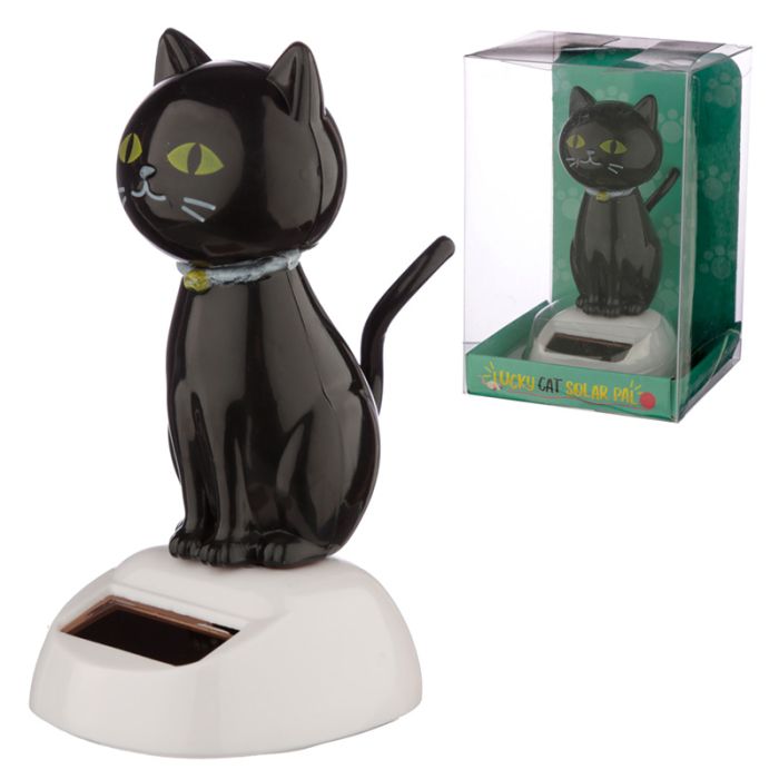 Schwarze Katze Solar Pal Wackelfigur
