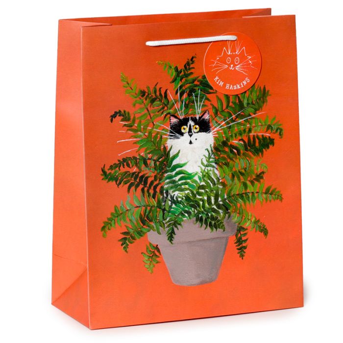 Kim Haskins Blumenkatze in Fern rote Geschenktasche - (L)