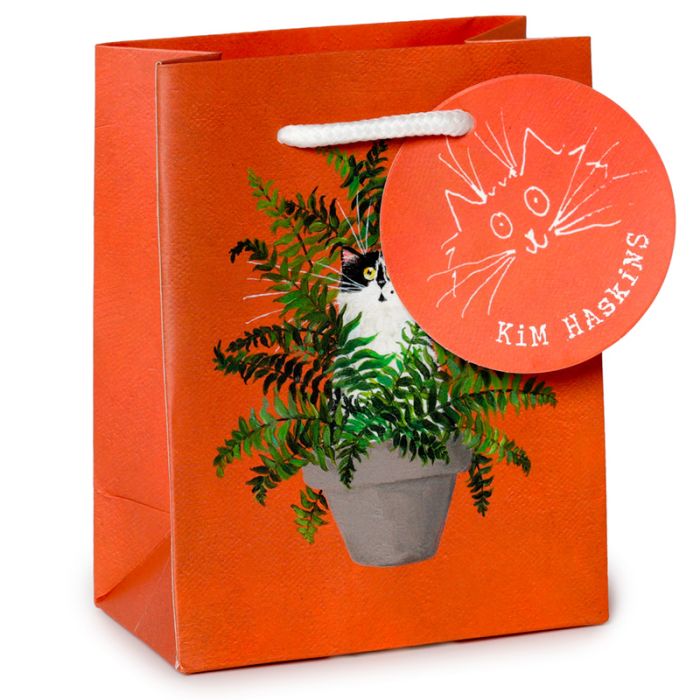 Kim Haskins Blumenkatze in Fern rote Geschenktasche - (S)