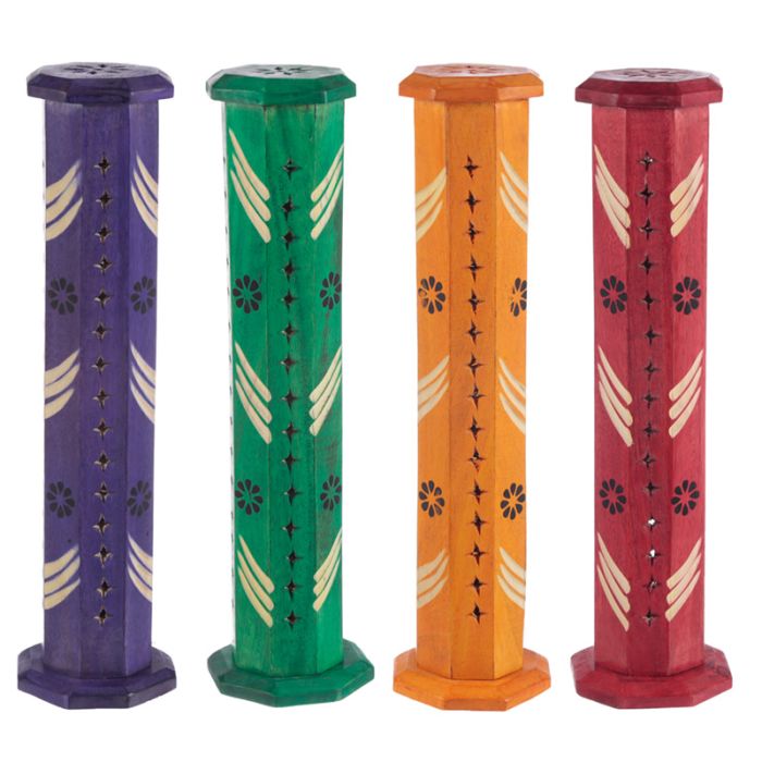 Mangoholz buntes Turm Räucherbrenner mit blumige Laubsägearbeit