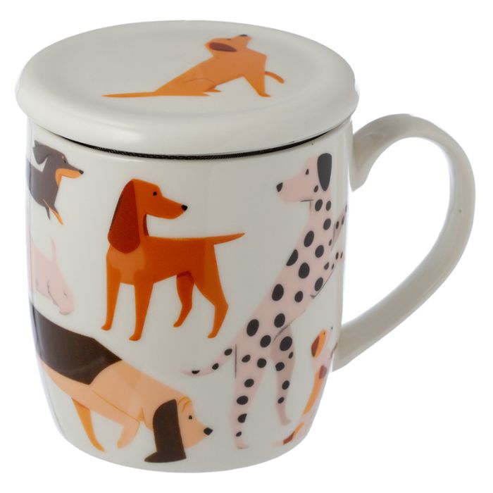 Barks Dog Hund Tasse aus Porzellan mit Teeei und Deckel
