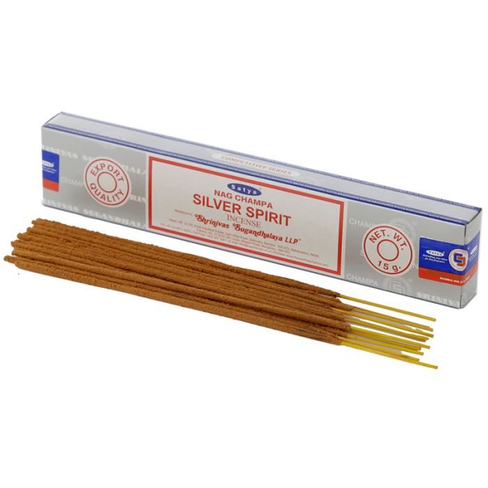 01363 Satya Silberner Geist Nag Champa Räucherstäbchen