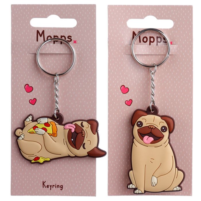 Mopps Pug PVC Schlüsselanhänger
