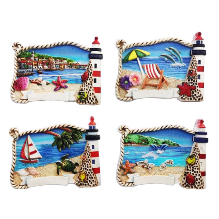 An der Küste 3D Souvenir-Magnet Leuchtturm am Strand