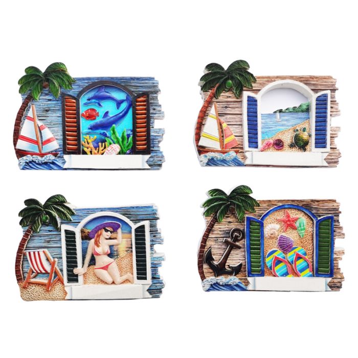 An der Küste 3D Souvenir-Magnet Fensterläden-Panorama