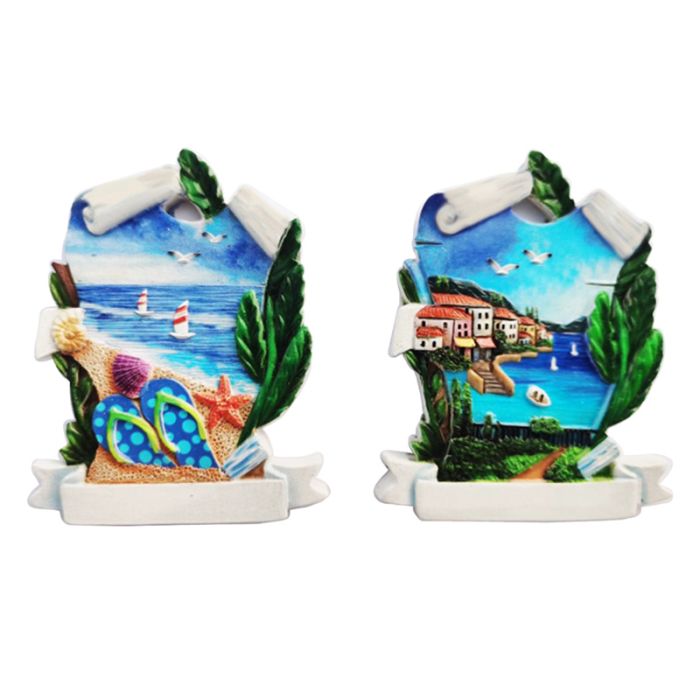 An der Küste 3D Souvenir-Magnet Pergament-Panorama