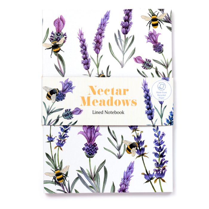 Nectar Meadows Bienen liniertes A5-Notizbuch aus Recyclingpapier