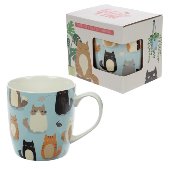Feline Fine Spruch Katze Tasse aus Porzellan