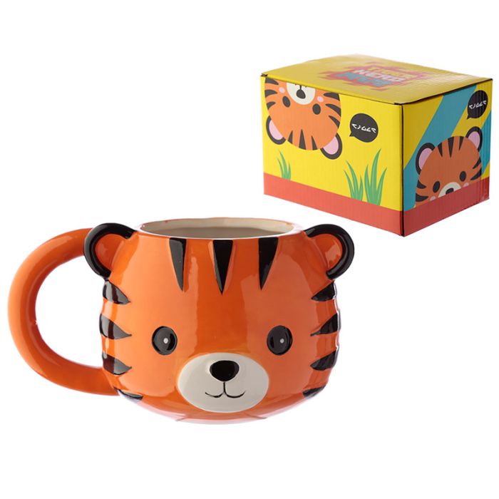 Adoramals Tiger Kopf geformte Tasse aus Dolomit-Keramik