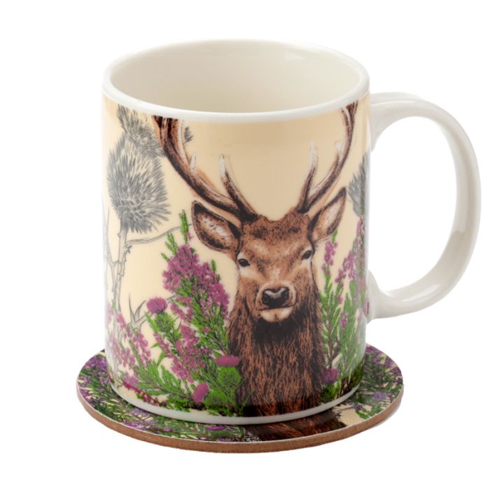 Weihnachten Platzhirsch Tasse & Untersetzer Set  