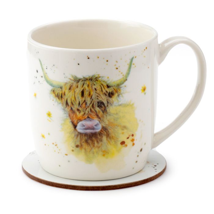 Jan Pashley Highland Coo Kuh Tasse & Untersetzer Set  