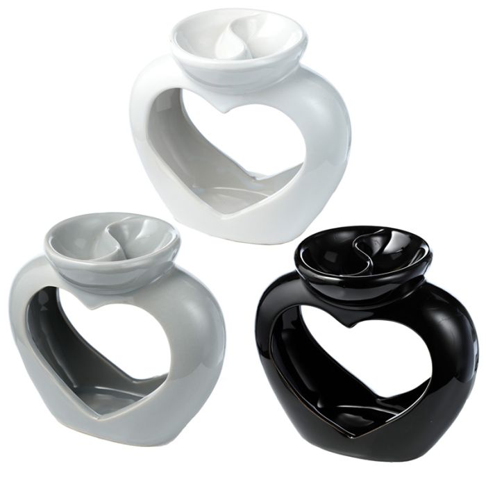 Herzförmige Doppelschale Duftlampe für Öl und Wachs 