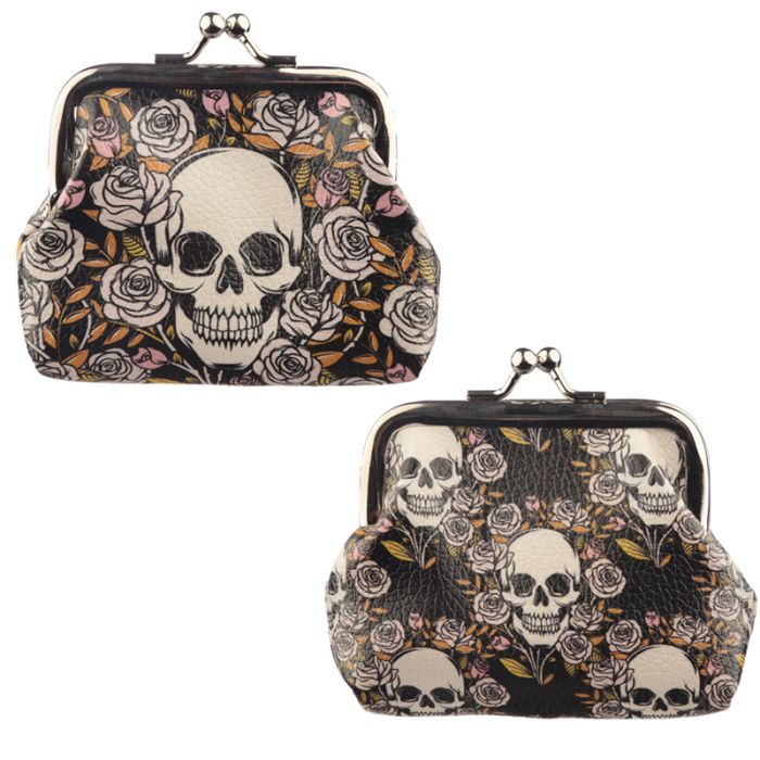 Skulls & Roses Totenkopf Tic Tac Portemonnaie (ohne Display)
