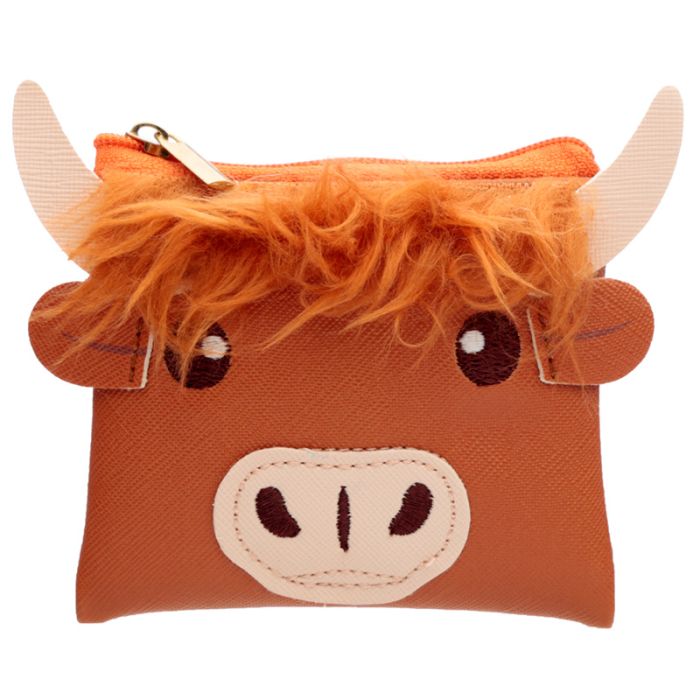 Highland Coo Kuh Pom-Pom PVC Portemonnaie