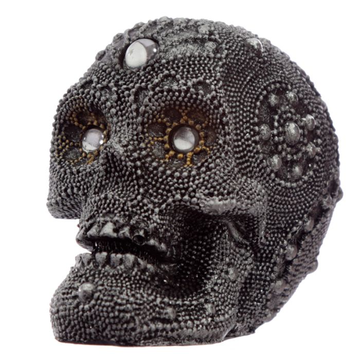 Silber perlenbesetzer Totenkopf - Klein
