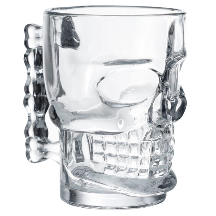 Glas Totenkopf geformter dekorativer Krug