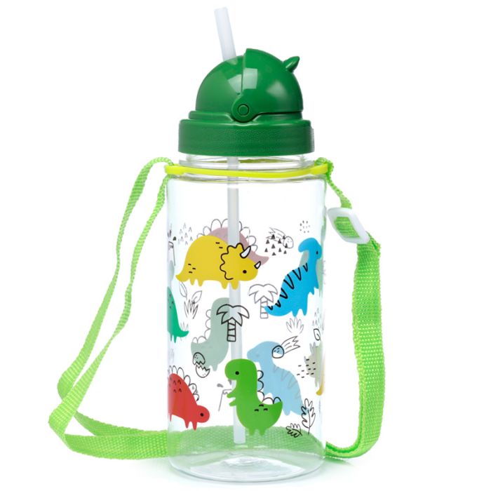 Dinosauria Jr Dinosaurier Kinder Wasserflasche mit Flip-Strohhalm 550ml