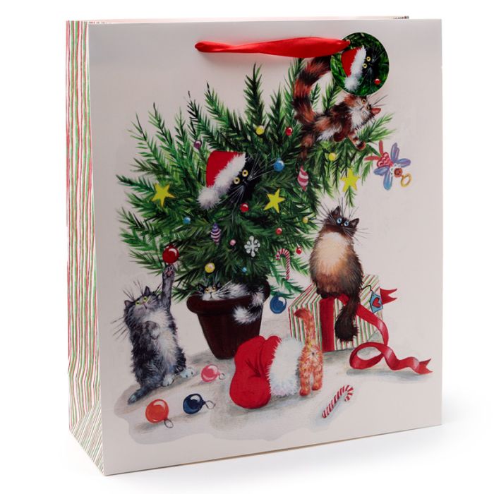 Weihnachten Kim Haskins Katzen Geschenktasche - (XL)