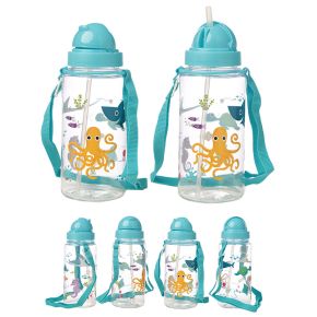 Meerestiere Kinder Wasserflasche mit Strohhalm450ml