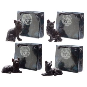 Glückliche Schwarze Katze in einer Mini Geschenktasche Glückliche Schwarze Katze in einer Mini Geschenktasche