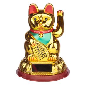 Maneki Neko Goldene Glückskatze Solar Pal Wackelfigur