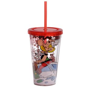 Asterix Becher mit Strohhalm & Deckel 500ml Asterix Becher mit Strohhalm & Deckel 500ml