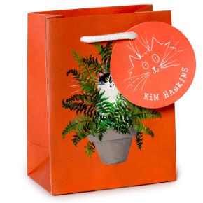Kim Haskins Blumenkatze in Fern rote Geschenktasche - (S)