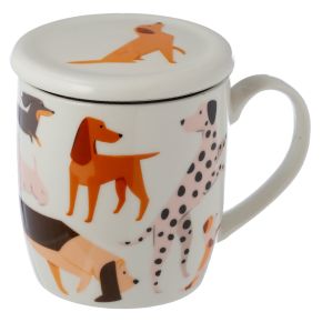 Barks Dog Hund Tasse aus Porzellan mit Teeei und Deckel