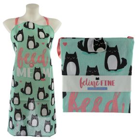 Feline Fine Katze Feed Me Meow - Schürze aus Polycotton