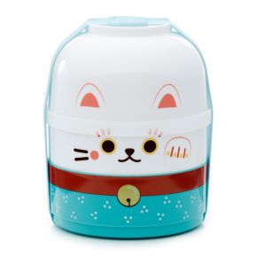 Maneki Neko Glückskatze Gestapelte Runde Bento Box Lunchbox mit 3 Fächern Maneki Neko Glückskatze Gestapelte Runde Bento Box Lunchbox mit 3 Fächern