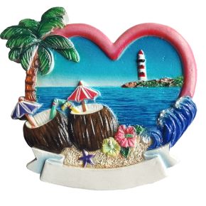An der Küste 3D Souvenir-Magnet - Herz mit Kokosnuss-Cocktails An der Küste 3D Souvenir-Magnet - Herz mit Kokosnuss-Cocktails
