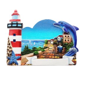 An der Küste 3D Souvenir-Magnet Leuchtturm und Delfin An der Küste 3D Souvenir-Magnet Leuchtturm und Delfin