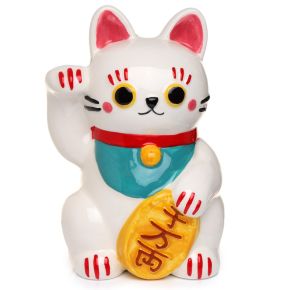 Maneki Neko Glückskatze Weisse Spardose aus Keramik Maneki Neko Glückskatze Weisse Spardose aus Keramik