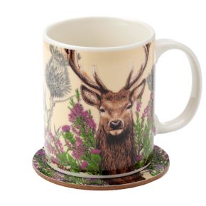 Weihnachten Platzhirsch Tasse & Untersetzer Set  