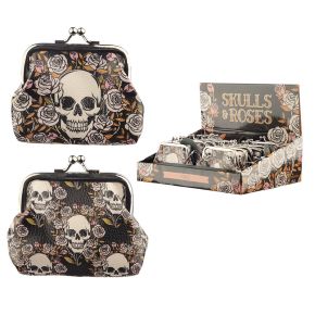 Skulls & Roses Totenköpfe Portemonnaie mit Clipverschluss Skulls & Roses Totenköpfe Portemonnaie mit Clipverschluss
