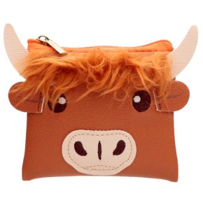 Highland Coo Kuh Pom-Pom PVC Portemonnaie Highland Coo Kuh Pom-Pom PVC Portemonnaie