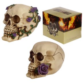 Skull and Bones Totenkopf mit lila Rosen Skull and Bones Totenkopf mit lila Rosen