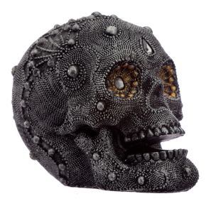 Silber perlenbesetzer Totenkopf -  Mittelgroß