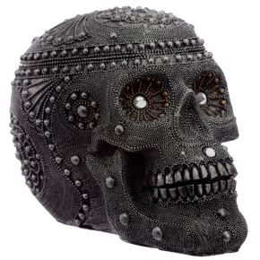 Silber perlenbesetzer Totenkopf - Groß