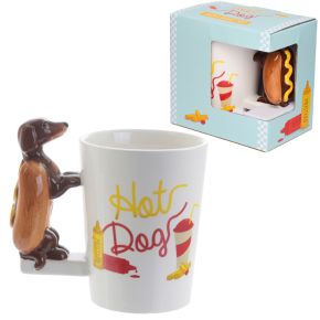Dackel in Brötchen HOT DOG Fast Food geformter Henkel Tasse Dackel in Brötchen HOT DOG Fast Food geformter Henkel Tasse