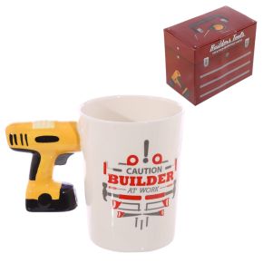Bohrmaschine und Handwerker Bild geformter Henkel Tasse Bohrmaschine und Handwerker Bild geformter Henkel Tasse