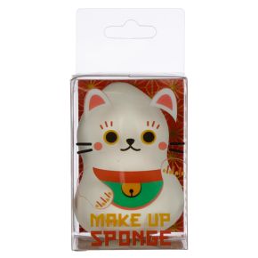 Maneki Neko Glückskatze weißer Make-Up Blender Schwamm