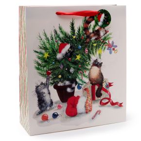 Weihnachten Kim Haskins Katzen Geschenktasche - (XL)